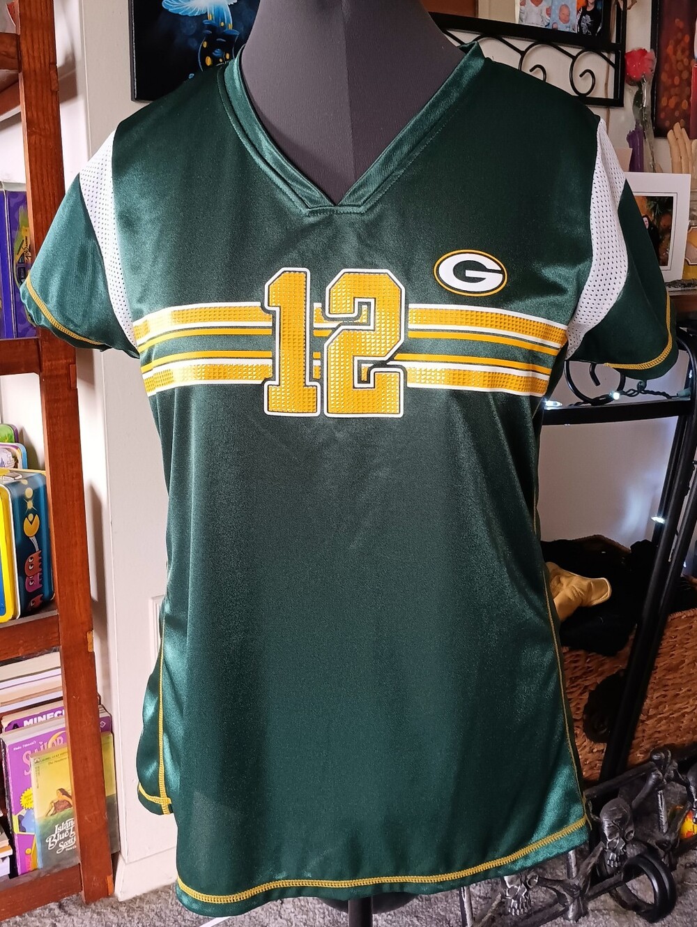 💚💛 Green Bay Packers Aaron Rodgers Fitted Jersey Womens XL Team Apparel NFL